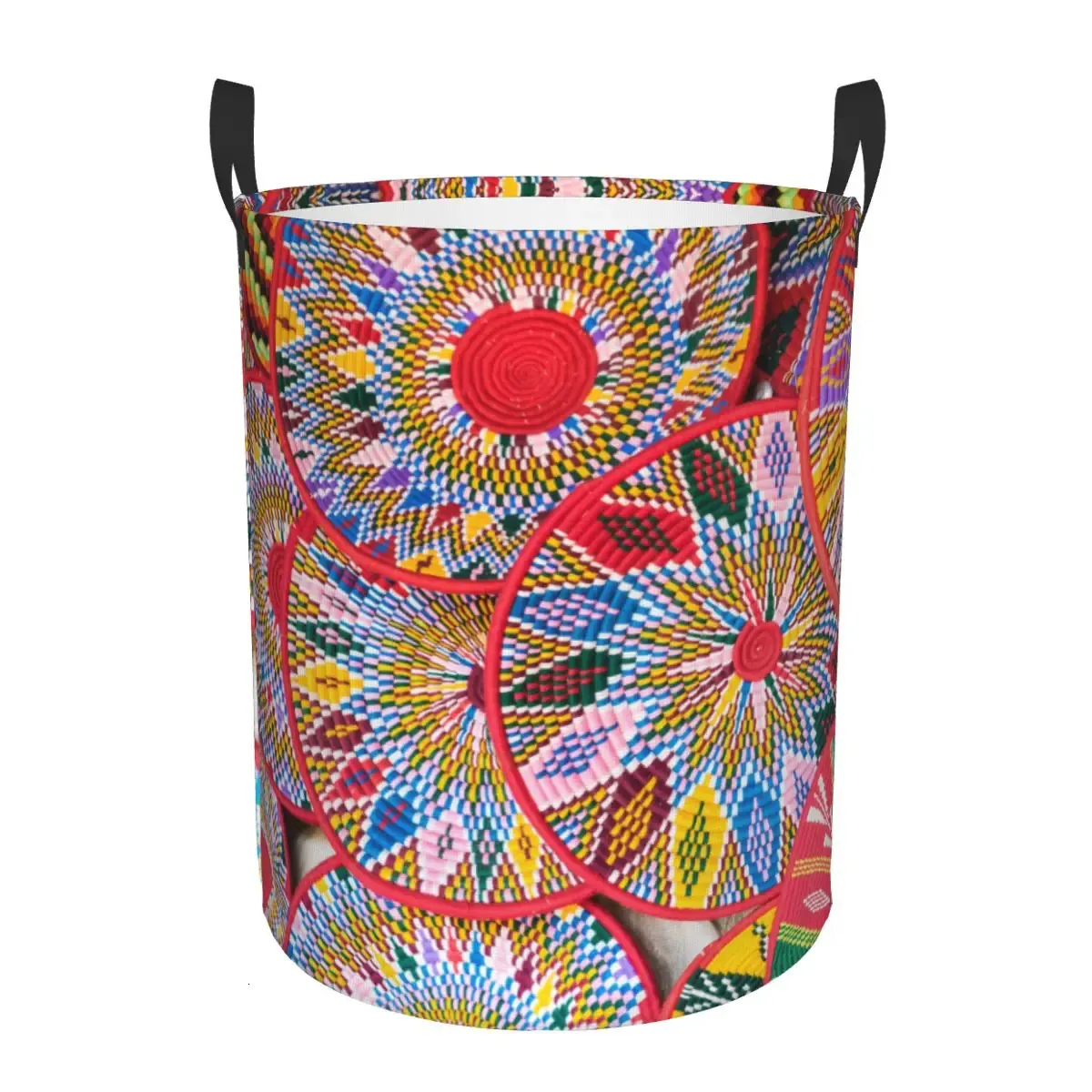 Äthiopischer Habesha Art Wäschekorb, großer Aufbewahrungskorb für Kinder, Kinderzimmer, Spielzeug-Organizer 240103