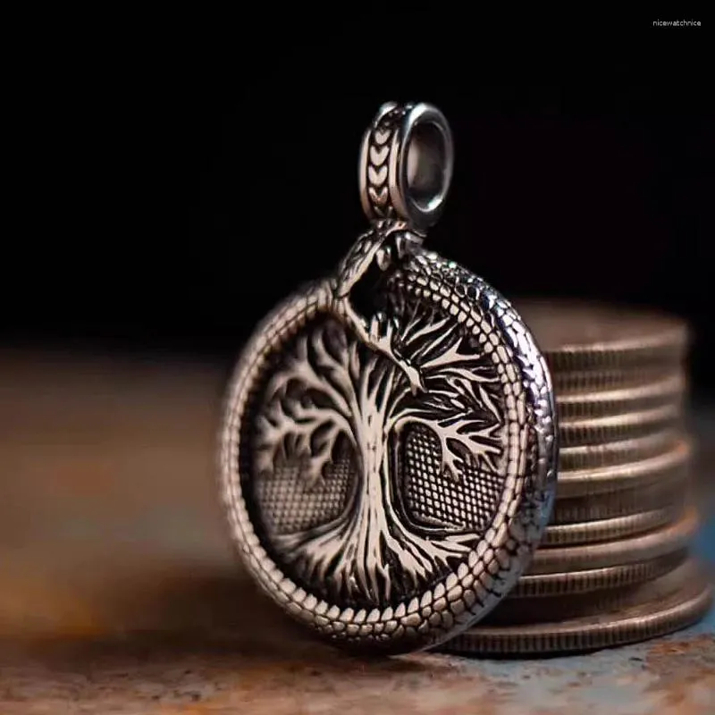 Pendentif Colliers Nordic Viking Arbre de vie Ouroboros Collier en acier inoxydable Vintage Compass Hommes Scandinave Amulette Bijoux