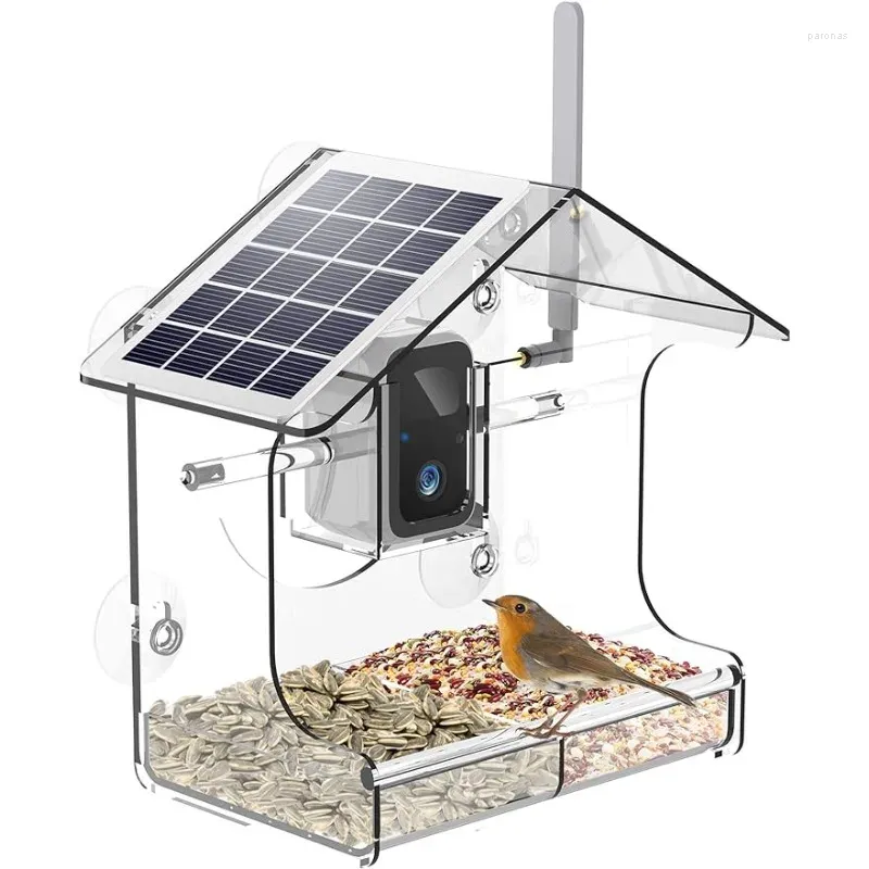 Outros suprimentos de pássaros alimentador com câmera inteligente para assistir vídeo captura automática do painel solar