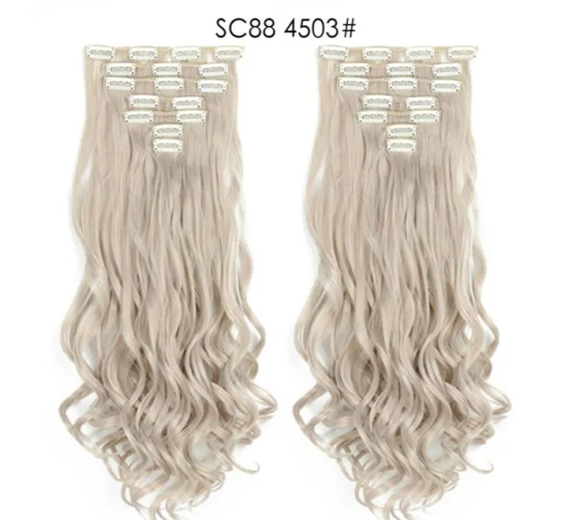 7pcsSet 130G Synthetic Clip In On Hair Extension Ponytails 22Inch Curly High Temperature Fiber Hairpieces More Colors Optional5158316