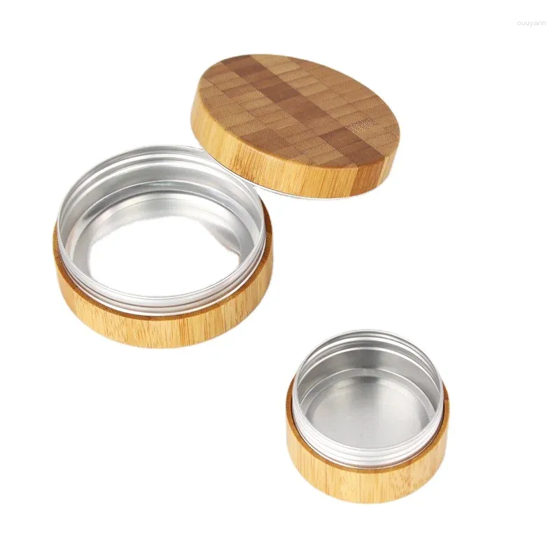 Bewaarflessen 10g 30g Bamboe Container Cosmetica Pot Gezichtscrème Aluminium Met Houten Dop Essentie