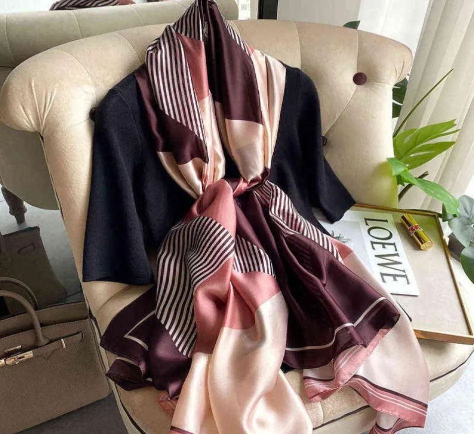 Brand Designer Silk Scarf Female Foulard Bandana Long Shawls Wraps Winter Neck Scarves Pashmina Lady Hijab Luxury New Y2204195729737