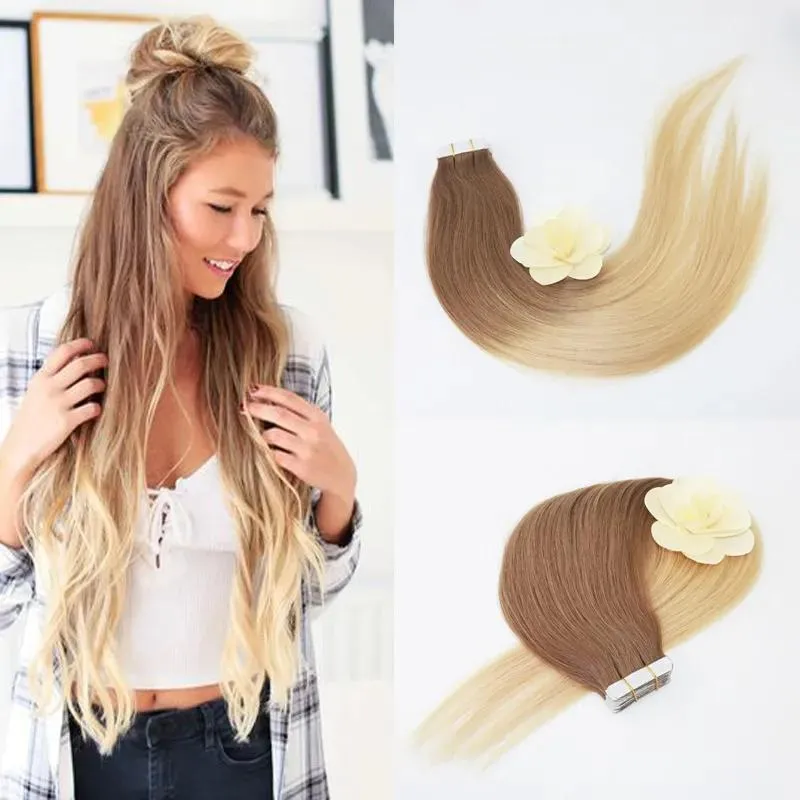 Tisse le plus populaire Double fond épais dessiné 100% Ombre cheveux humains Bundle bande d'armure dans les extensions de cheveux