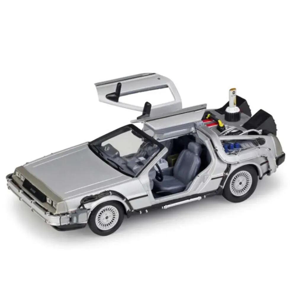 게임 마스코트 의상 미래로 돌아 가기 1/24 금속 합금 자동차 다이 캐스트 Marty McFly Part 1 2 3 시간 Hine DeLorean DMC12 모델 장난감 책장