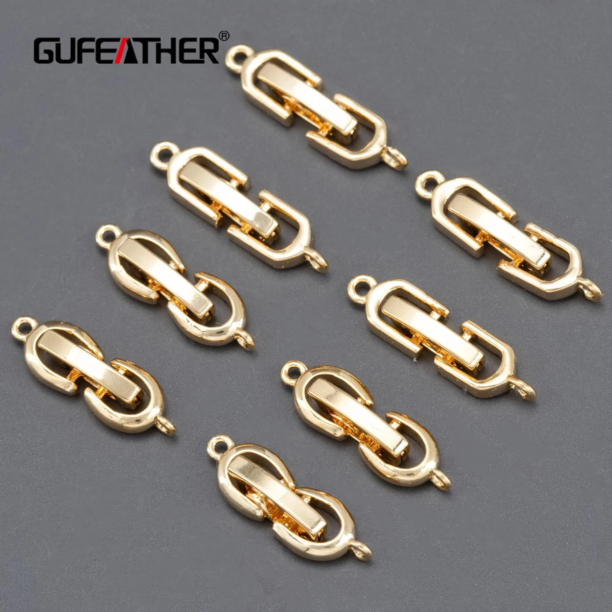 Scatole Gufeather Ma75, accessori per gioielli, senza nichel, placcato oro, rame, ganci, chiusura di bracciale, collana, creazione di gioielli, 6 pezzi/lotto