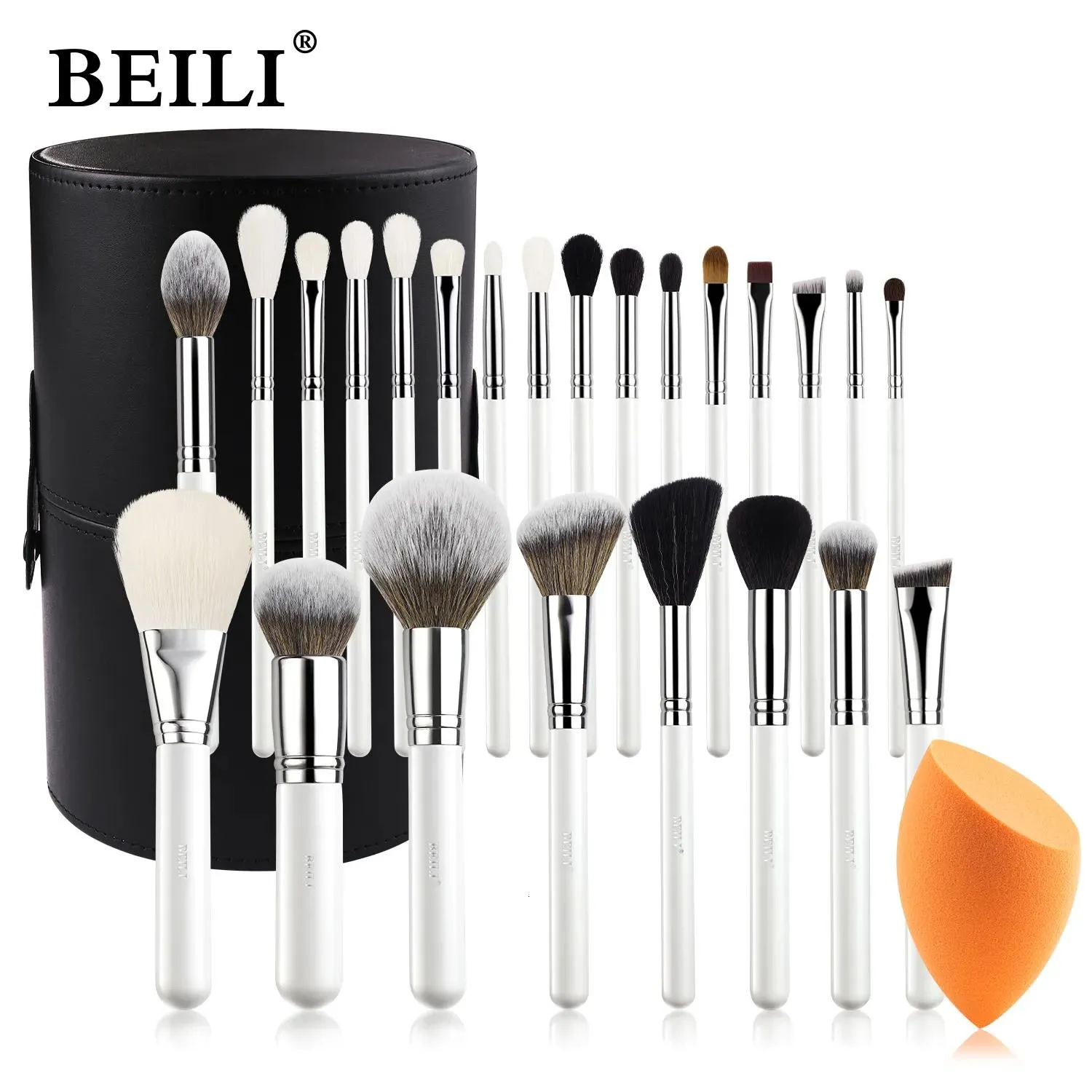 Ombretto Ombretto BEILI Set pennelli trucco con supporto e strumenti in spugna Kit pennelli fondotinta sopracciglio Ombretto Make Up Puff 24 42 pezzi 2302