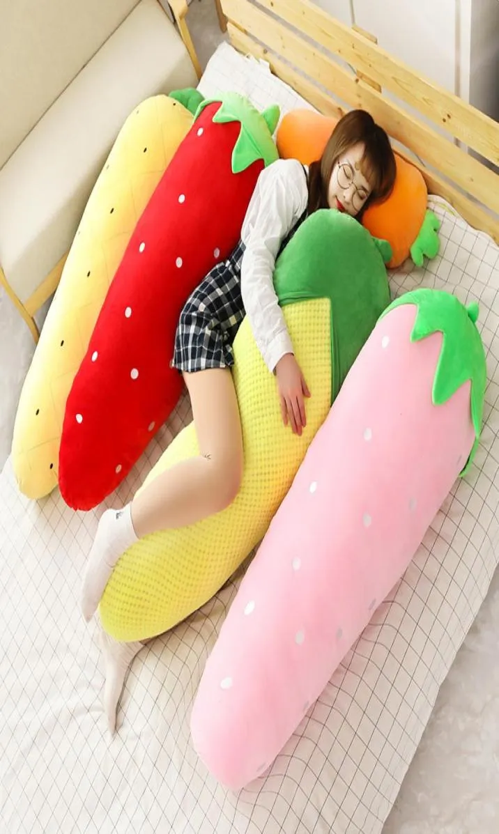 kawaii carrot detachable pillow giant plush toy strawberry corn fruit sleeping long hug pillow girl doll gift 47inch 120cm DY506357172338