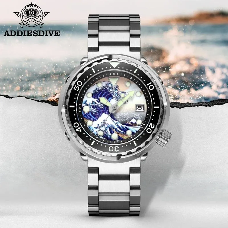 Addiesdive Automatische Horloges Voor Mannen NH35A Mechanisch Super Lichtgevend Saffierglas 30Bar Waterdicht Roestvrij Stalen Horloge