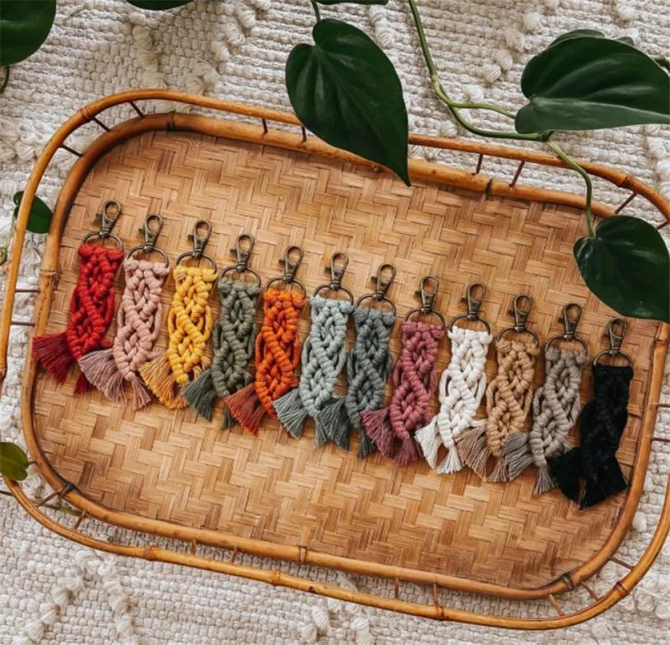 Sleutelhangers Kleine Macrame Fringe Sleutelhanger Boho Bruidsbruiloft Douche Decor Geschenken Onder 5 Kwast SleutelhangerSleutelhanger Geweven WX4TR2131321