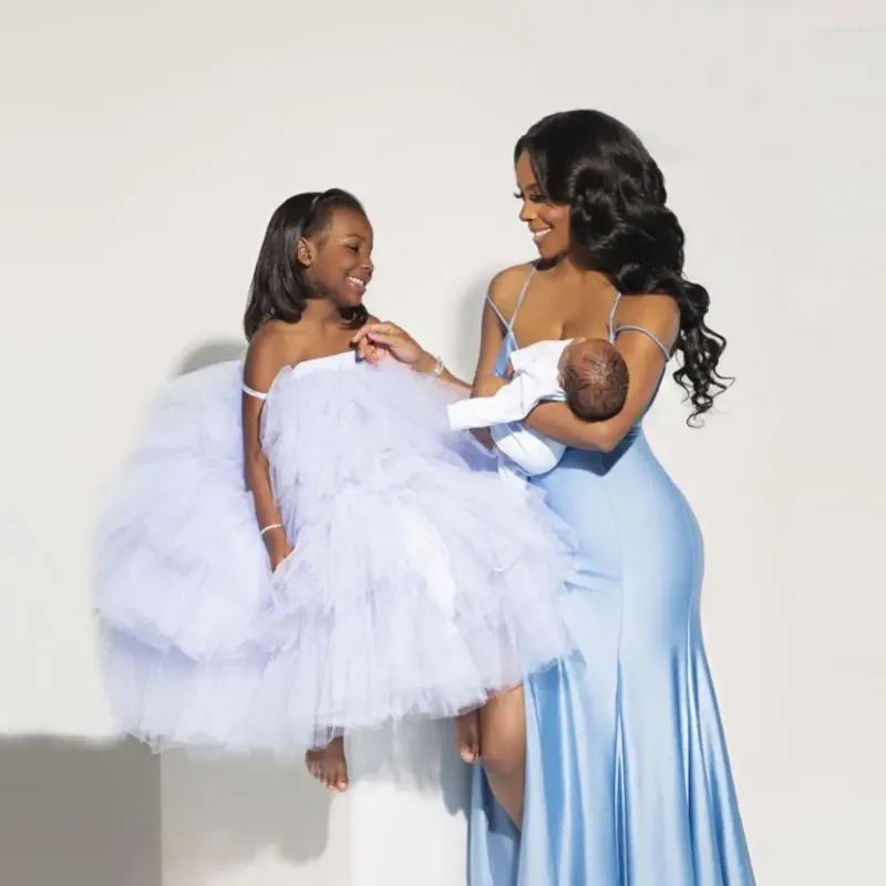 Robes décontractées Belle enfant blanc Tulle Extra gonflé sur mesure sans bretelles Gilrs Tolders moelleux Tutu jupe robe longue longueur