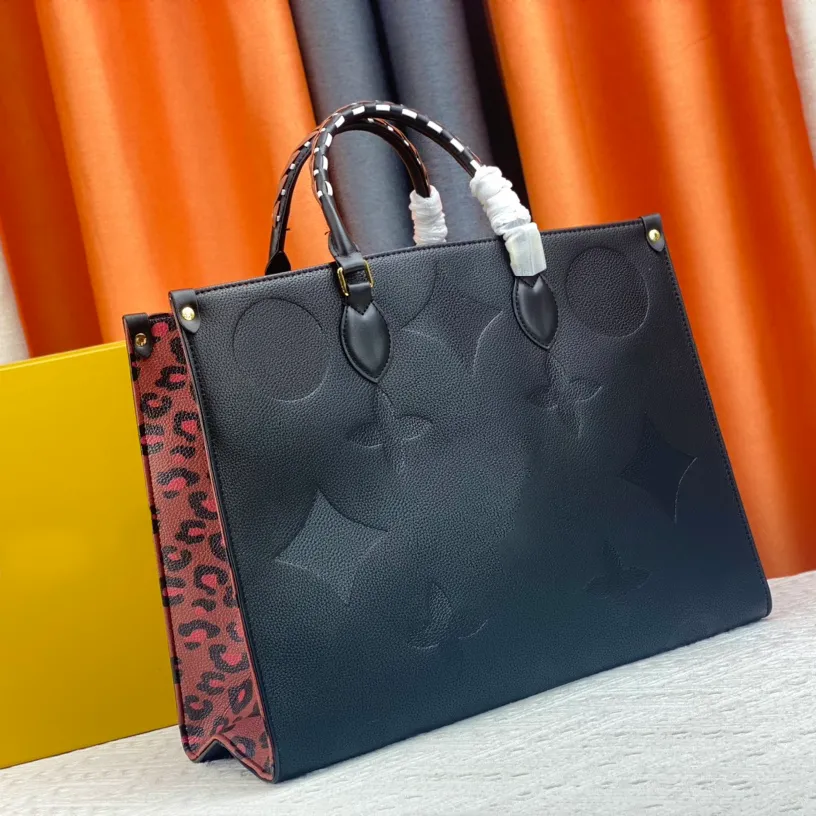 Womens Onthe Go Mm The Tote Bag Luxurys Handbag Leopard Leather Purse ...