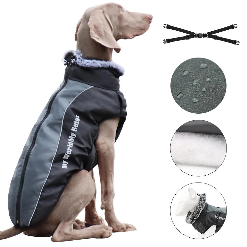 Barbeadores roupas para cães de estimação à prova dwaterproof água grande casaco para cães inverno quente ao ar livre jaquetas para cães com veet médio grande cães andando arnês roupas