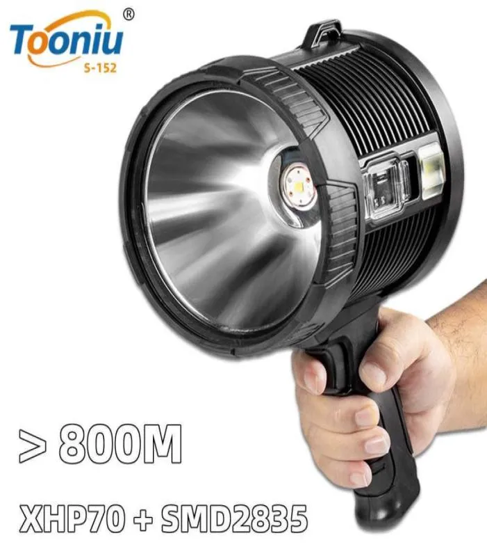 Torches High Power Rechargeable Led Flashlight Searchlight Powerful Lantern Spotlight Portable Lighting with 9000mAh Lithium Batte3708818