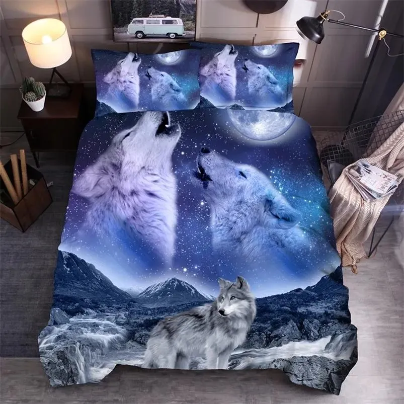 sets LOVINSUNSHINE Duvet Cover Set Bedding King Wolf s LJ201015