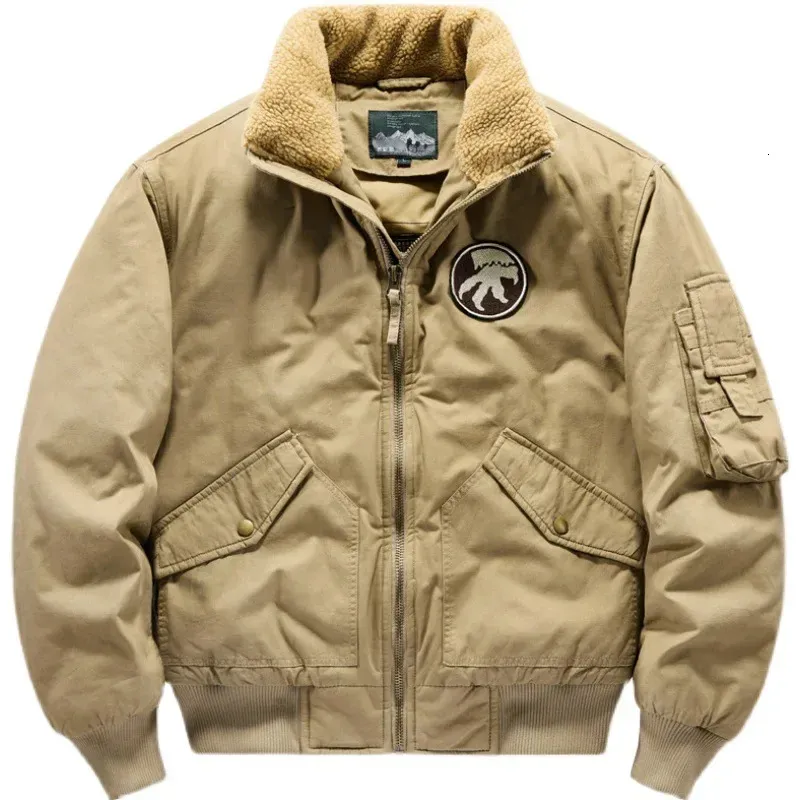 Uomo Inverno Bomber Giubbotti Multitasche Utensili Cappotti Giù di Alta Qualità Maschile Sciolto Caldo Parka Outwear Cappotto Casual 240103