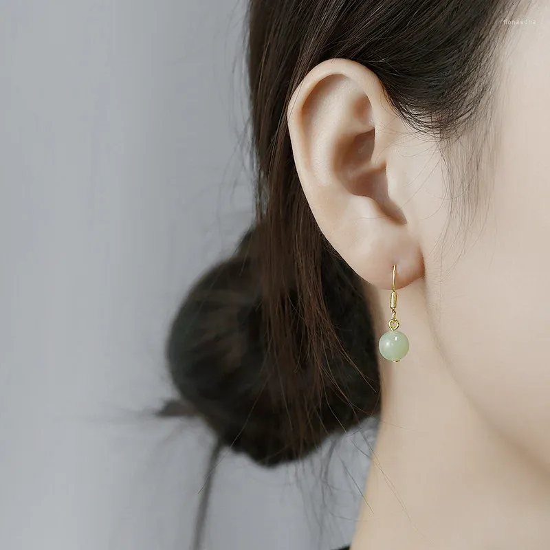 Baumelnde Ohrringe, Nachahmung von Hetian-Jade, chinesischer alter Stil, Hanfu, ethnisches Cosplay-Zubehör, Tropfen-Modeschmuck für Damen und Mädchen