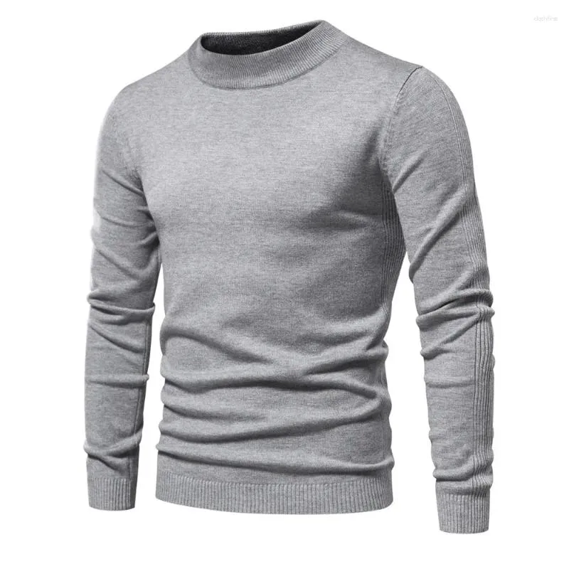 Herensweaters die dik en warm worden verkocht in de herfst, winter, slim-fit trui met middelhoge hals, meerkleurig gebreid