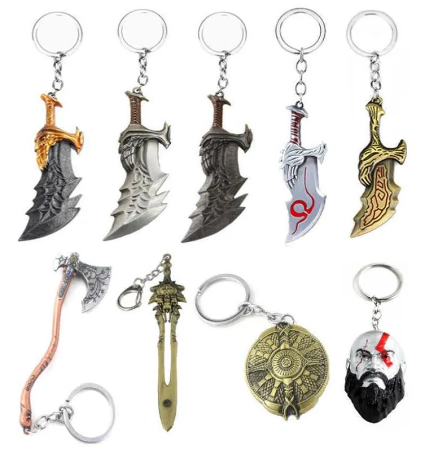 Game Peripheral God of War 4 Chaos Blade Broadsword Keychain Kuiye Axe Model Mask Pendant keychain accessories cute for men G10193699982