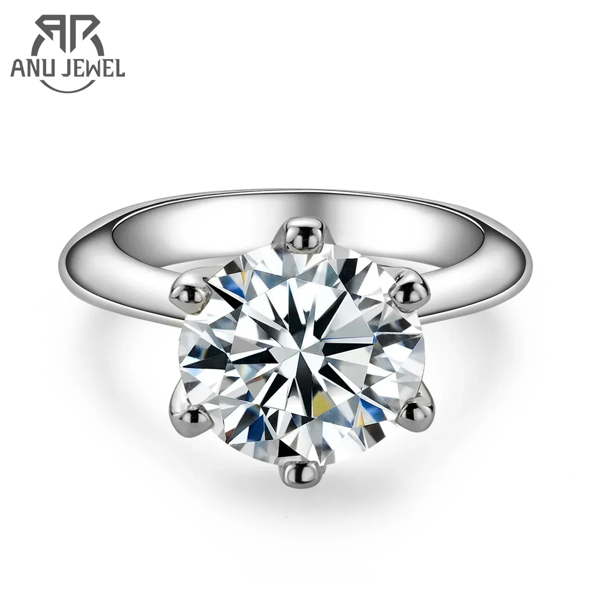 Anujewel 1ct 2ct 3ct 5CT D kolorowy pierścionek zaręczynowy dla kobiet 925 srebrny złoto Pierścienie prymitywne hurtowe 240102