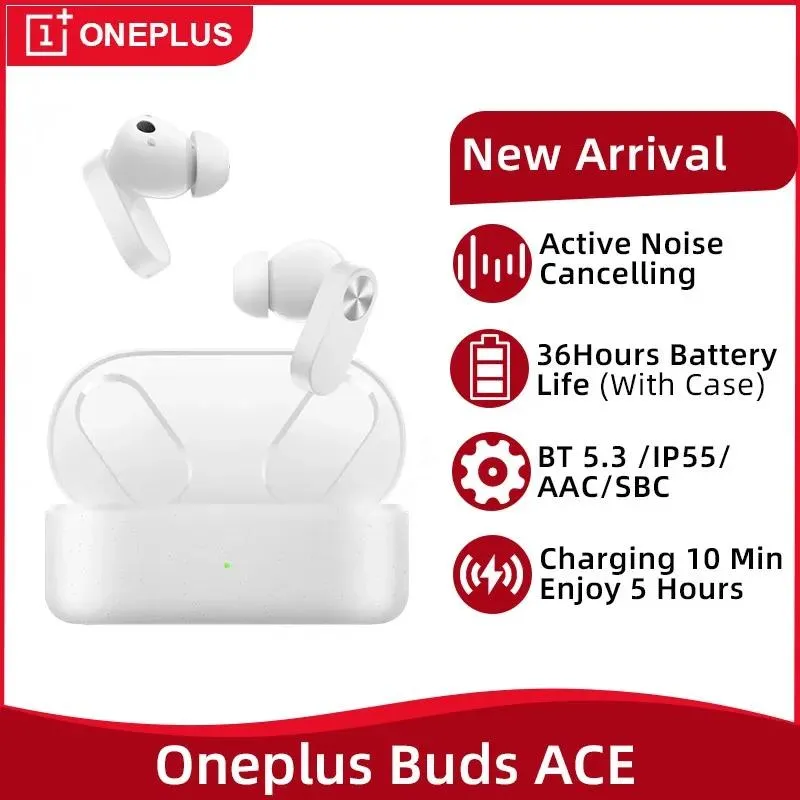 イヤホンoneplus buds ace tws earphone bluetooth 5.3アクティブノイズキャンセルワイヤレスヘッドフォン36時間バッテリー寿命