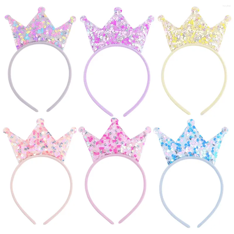 Hair Accessories 50Pcs Cute Colorful Sequins Crown Headband Headwear For Kids Baby Girls Sweet Glitter Bow Hairband Brithday