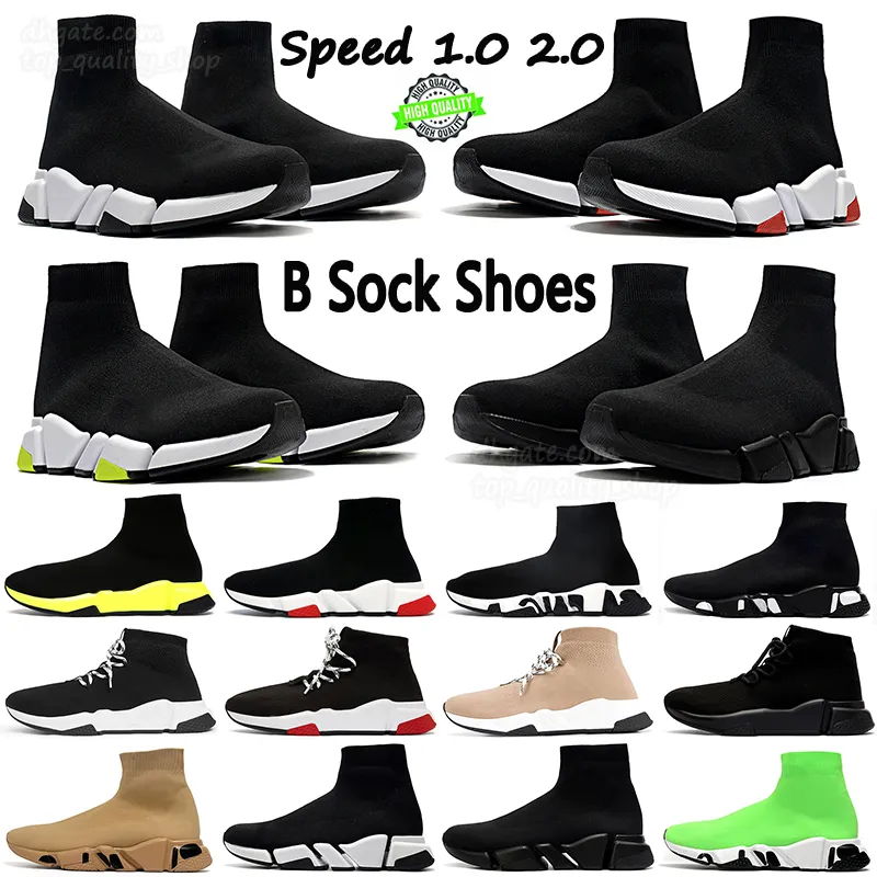 Sock Designer Men Casual Shoes Womens Speed ​​Trainer Mens Socks Boot Speed ​​Runners Platform Sneakers Stickare Kvinnor 1.0 2.0 Walking Triple Black White Red Spets