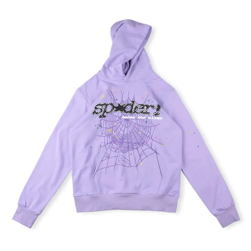 Trendy Spider Web Hoodie - ACAI Foam Print, Diamond Design, Thick