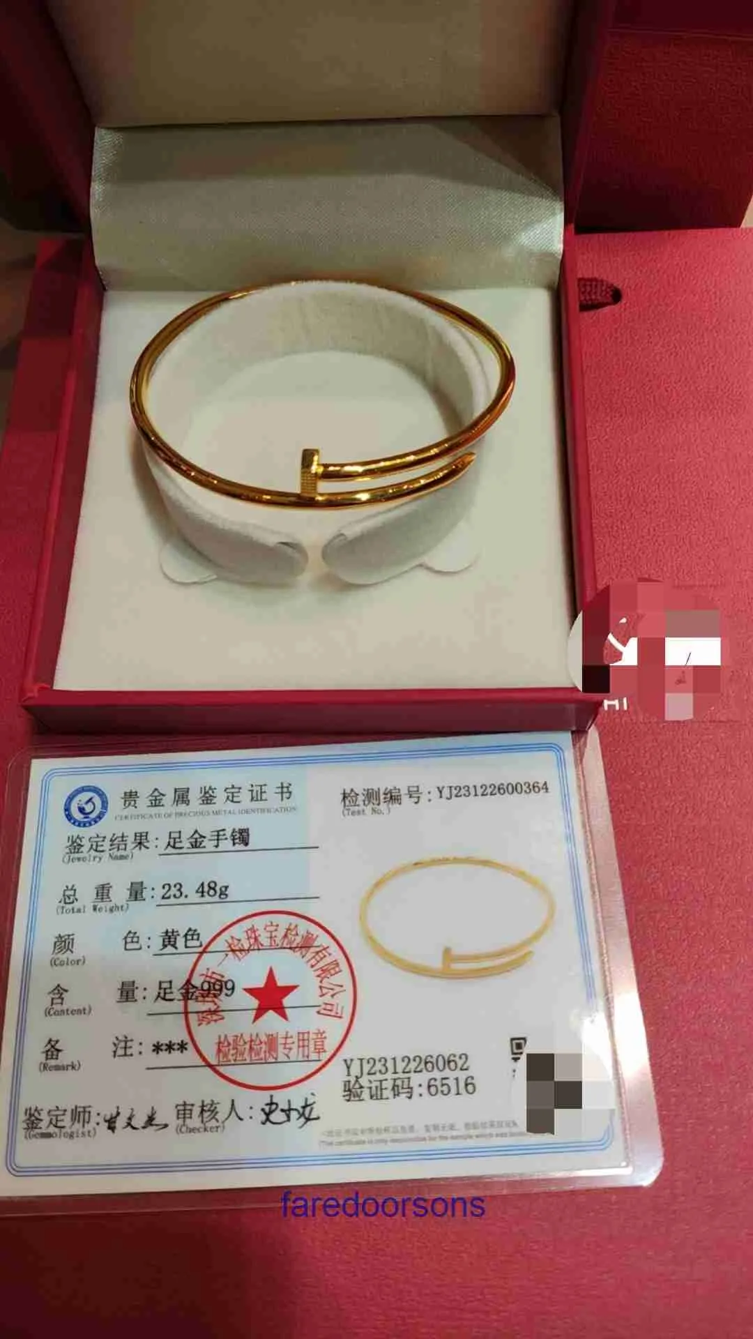 Fashion Car tires's Bracelets for sale Full gold 999 caramel nail bracelet around 23g classic style Have Original Box