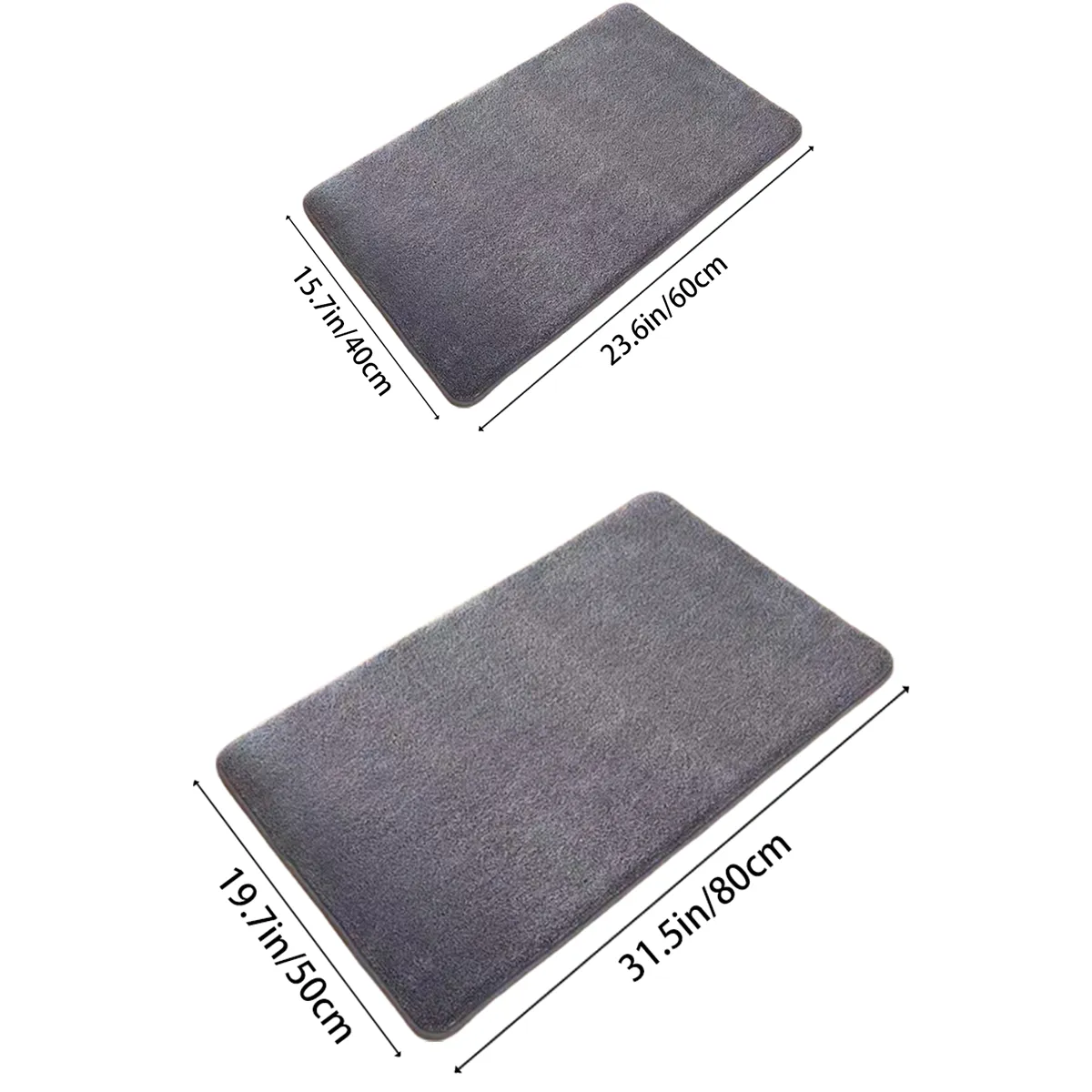 Super Absorbent Coral Velvet Bath Mat and Door Mat Set - High Absorbency, Non-Slip Bathroom Rug