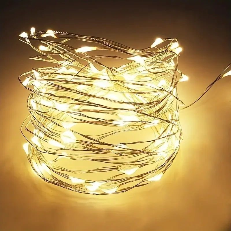 Guirlande lumineuse LED de 10 m, alimentée par USB, blanc chaud, multicolore, 100 LED, étanche IPX6, parfaite pour l'extérieur, l'intérieur, Noël, les cadeaux de Noël