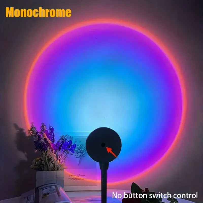 Lampada per proiezione tramonto USB da 1 pezzo, luce notturna ambientale arcobaleno, luce tramonto, luce ambientale RGB decorativa, decorazione natalizia