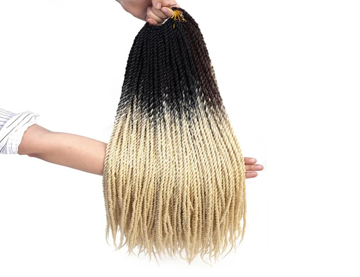 24 -calowe ombre senegalskie włosy szydełko warkocze 20 Rootspack syntetyczny warkocze dla kobiet GreybondepinkBrown5696763