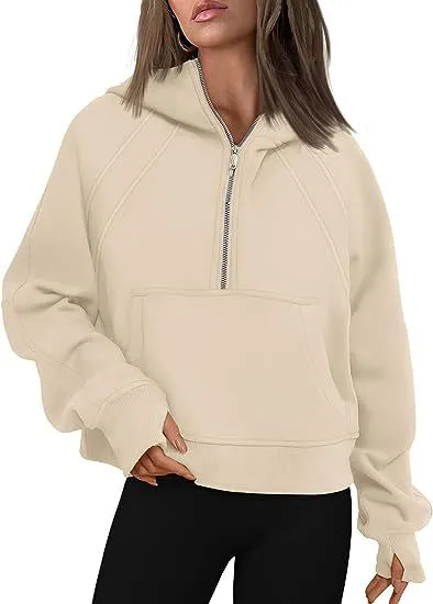 DHgate.com:Womens 2024 Yoga Scuba Half-Zip Hoodie Jacket