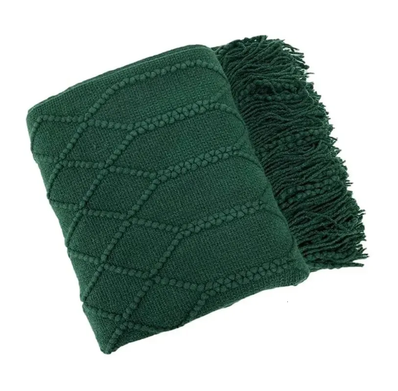 Coperta Inya Coperte lavorate a maglia Gettare sul divano Copriletto Copriletto Super morbido Avvolgere il passeggino Fasciatoio per bambini Plaid Decorazioni natalizie Verde 240103