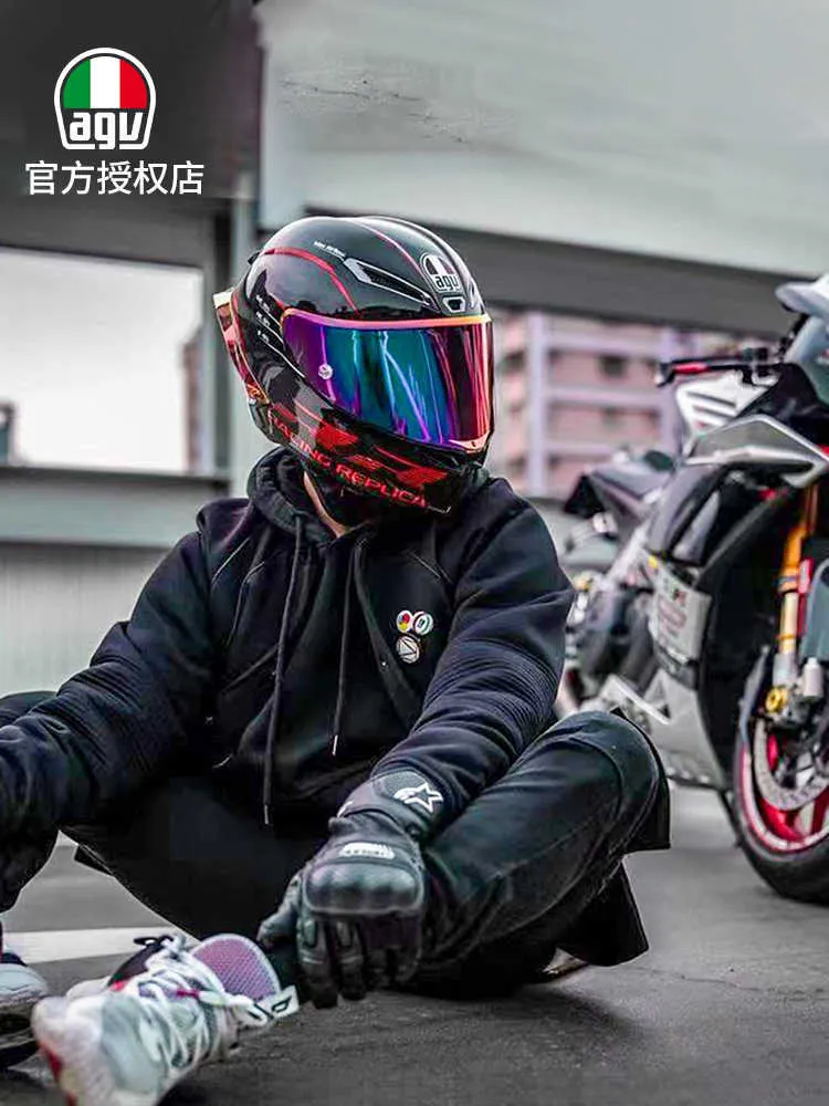 agv chameleon helmet Full Face Carbon Fiber Motorcycle Helmet Pista AGV Chameleon Butterfly Ice  Blue with 3C Certified ECE DOT Safety from Dhgate Motorcycle Helmets