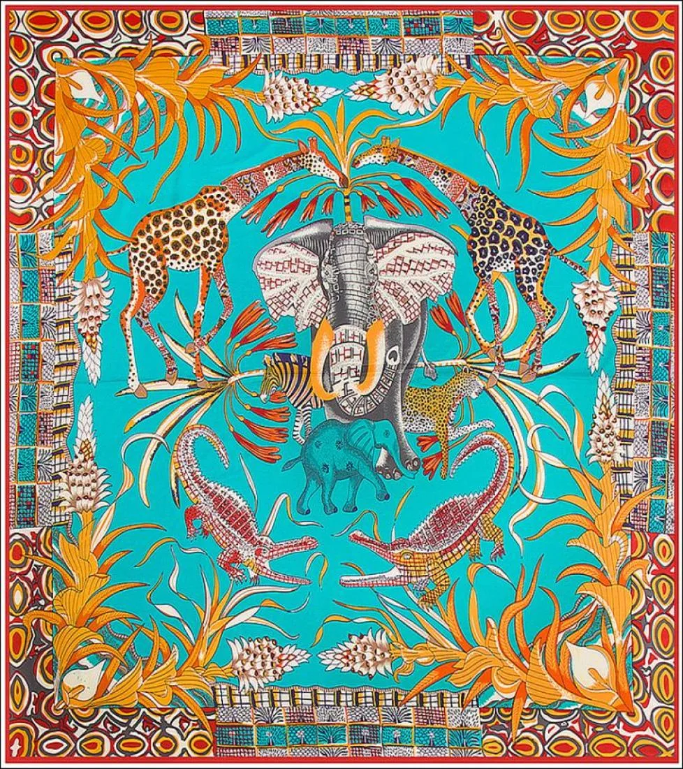 Silk Neck Scarf Wrap Women Elephant Giraffe Poncho Foulard Femme Ladies Joker Large Silk Scarfs Versatile Accessory 130cm4470987