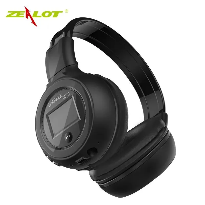 Oortelefoon Zealot B570 Bluetooth-hoofdtelefoon Opvouwbare Hifi Stereo Draadloze oortelefoon met LCD-scherm Headset FM-radio MicroSD-slot ster