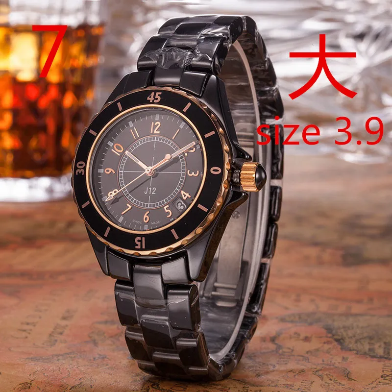 34MM 39MM Wristwatches Men Women Couple Watch Luxury Ceramics Sports Quartz Wristwatch Black White Ceramic Classic Vintage Lady Girl J12 C777