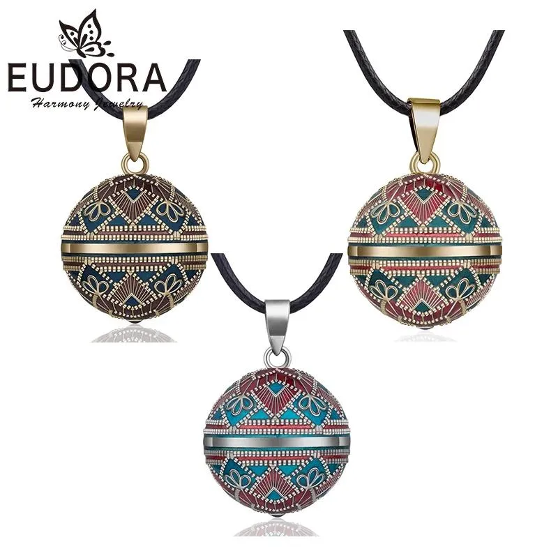 قلادات Eudora 20mm خمر Bola Bola Harmony Harmony Chime Ball Caller قلادة الحمل قلادة للنساء مجوهرات الأزياء N14NB319