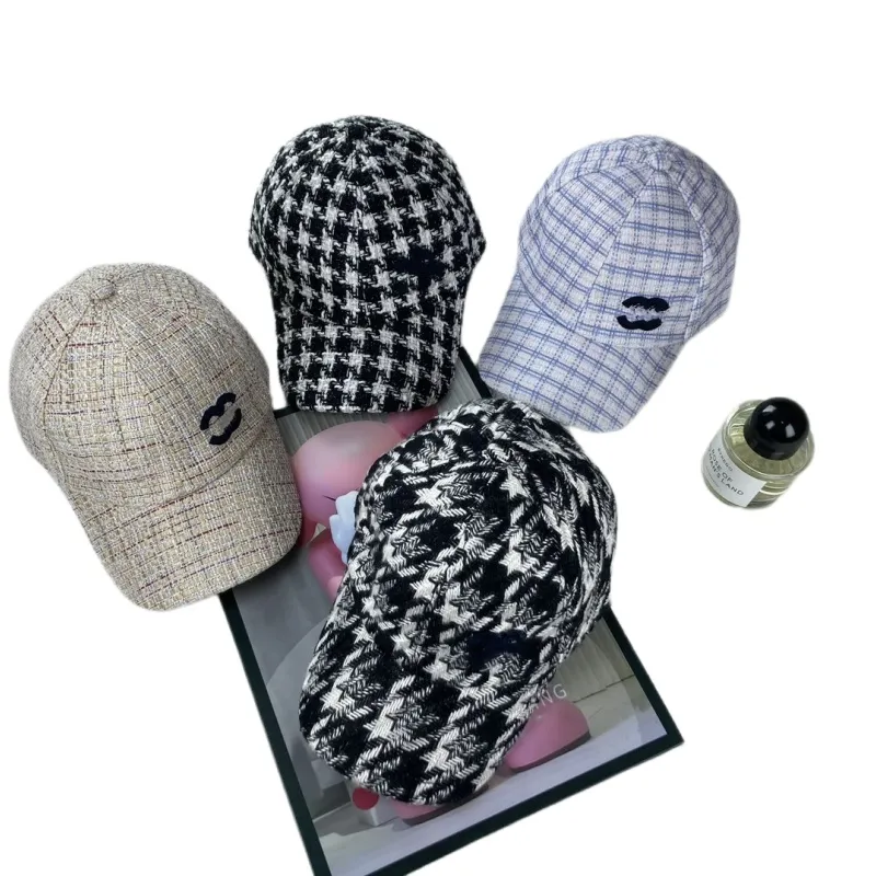 Luksusowy projektant mody Caps Baseball Caps dla mężczyzn Kobiety Tysiąc ptaków Plaid Chunky Flower Duck Hat Hard Ball Cap Autumn and Winter Shading Rozmiar twarzy