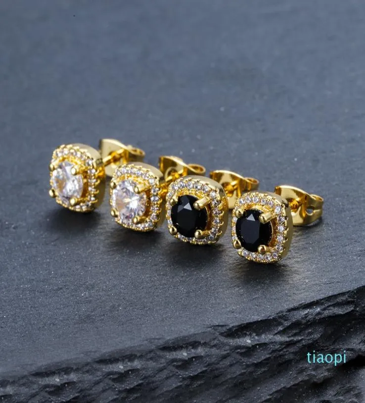 Boucles d'oreilles Hip Hop pour hommes, bijoux de haute qualité, mode ronde, or, argent, noir, diamant, pour Men3391815