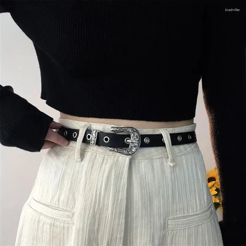 Cintos Indie Gótico Cinto Marca Punk Y2K Fivela De Metal Vintage Rebite Design Pu Cintura Mulheres Homens Jeans Calças Decoração