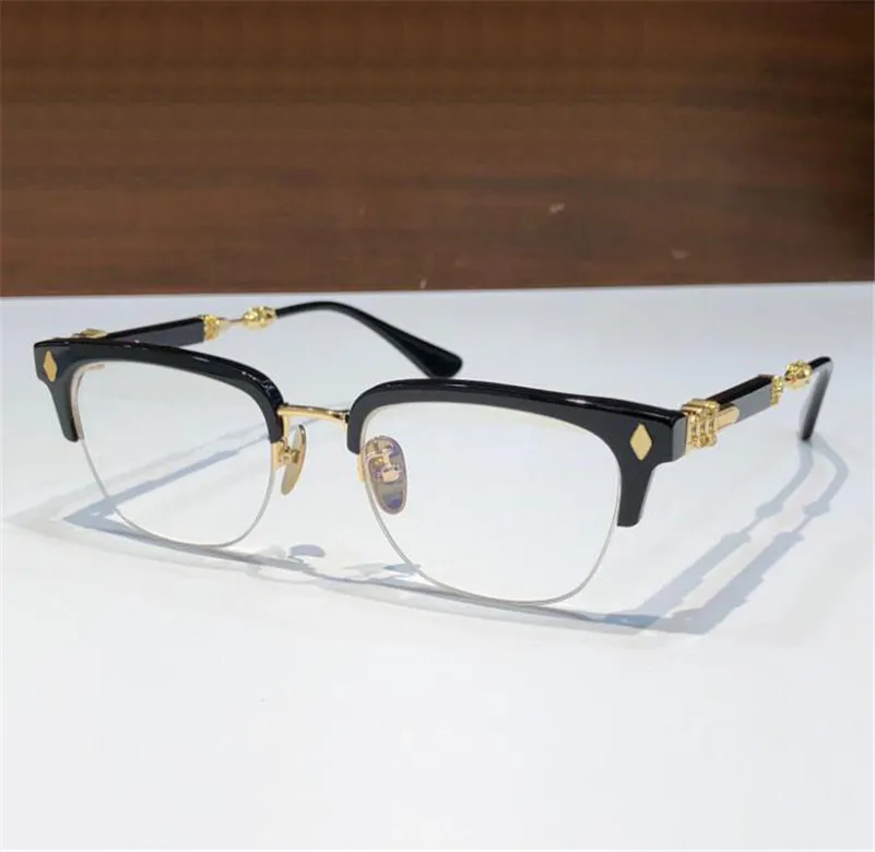 pop retro heren optische bril EVA punkstijl ontwerp vierkant half frame met lederen doos HD heldere lens topkwaliteit