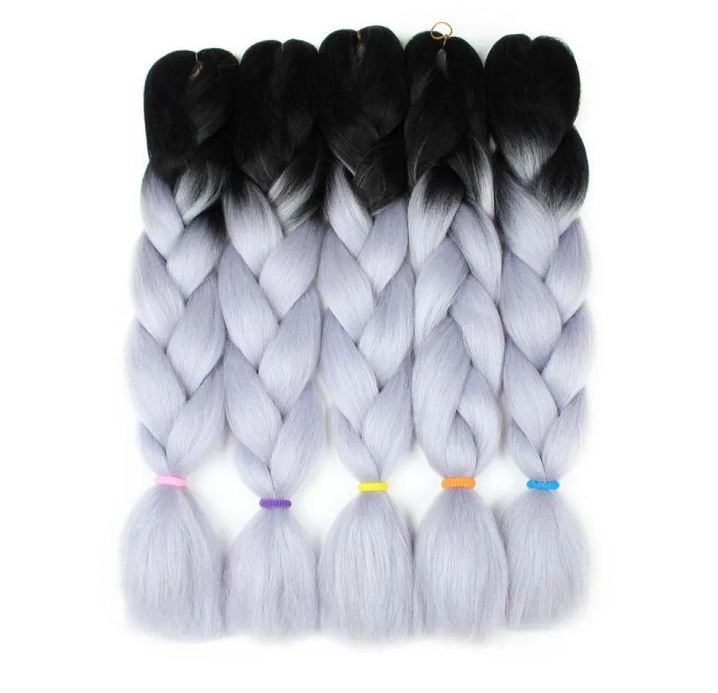 Ombre Deux un Mélange Couleurs Kanekalon Tressage Cheveux Synthétique Jumbo Tressage Extensions de Cheveux 24 pouces Crochet Tresses Cheveux En Vrac En Gros4278324