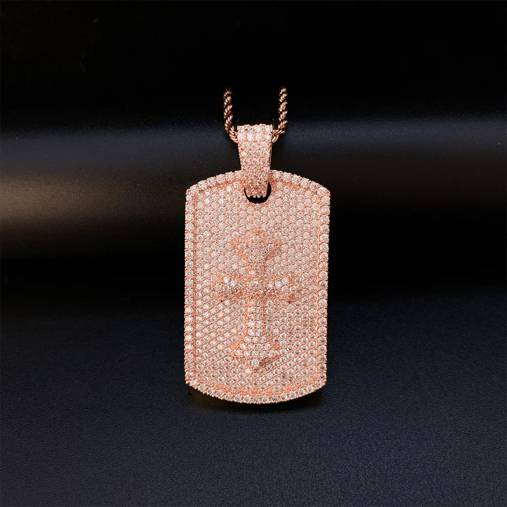 Herr- och kvinnors S925 Silver Full Set Mosonite Square Pendant, European och American Fashionable Hip-Hop Pendant Jewelry