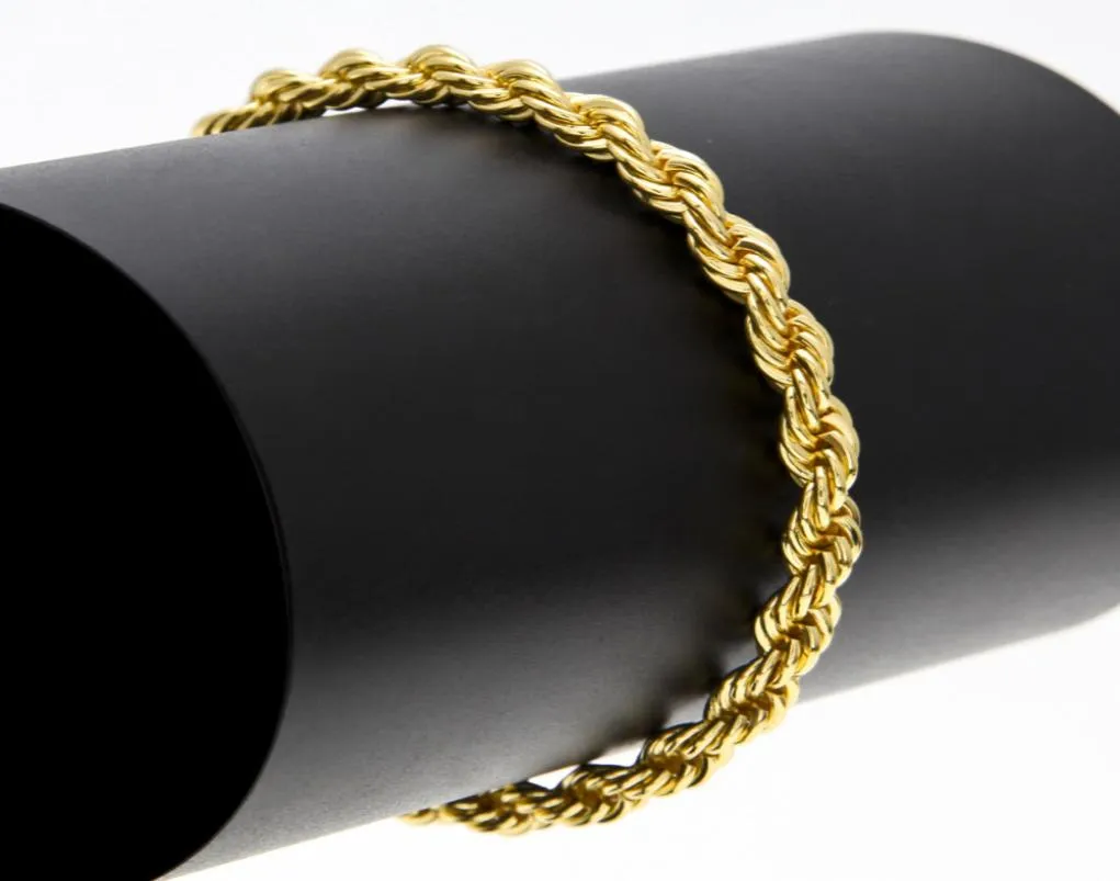 أساور Mens Classic Rope Wrap 6mm Gold Silver Color Ed Rope Chain Bangle for Women Hip Hop Jewelry Associory2195800