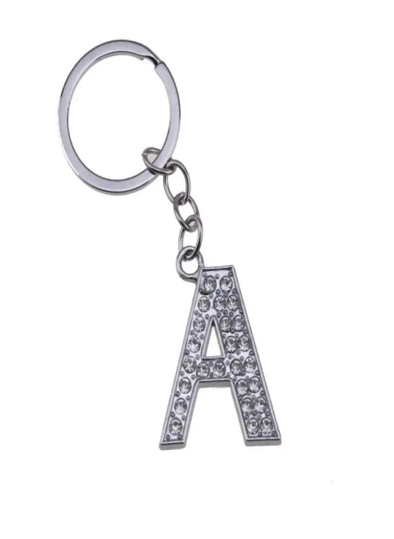 120pcslot Alloy Alphabet Letter Full Rhinestone with Split Ring Keychain DIY Accessories 32quot 6882842