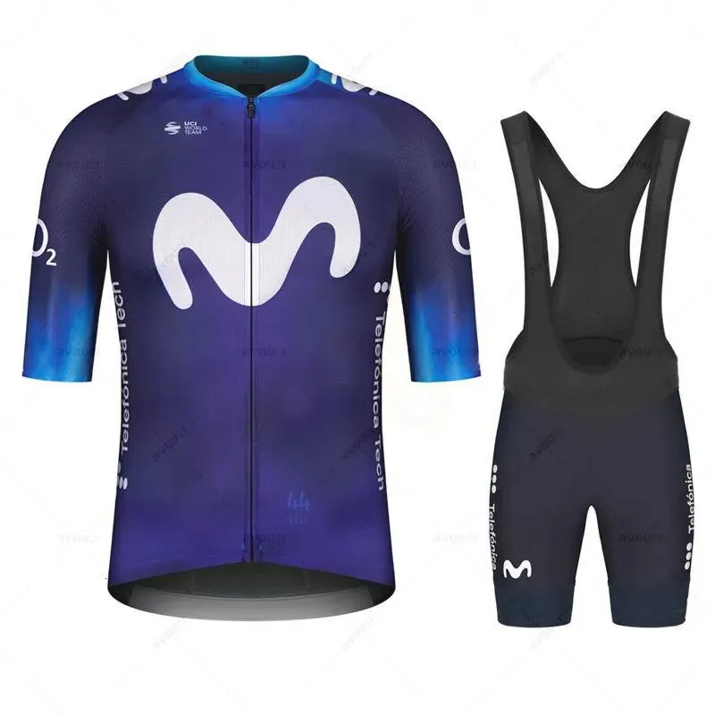 Ensembles Maillot de cyclisme ensembles respirant anti UV été Movistar équipe ensemble Sport vtt vélo s hommes vélo vêtements Maillot Ciclismo Hombre 23