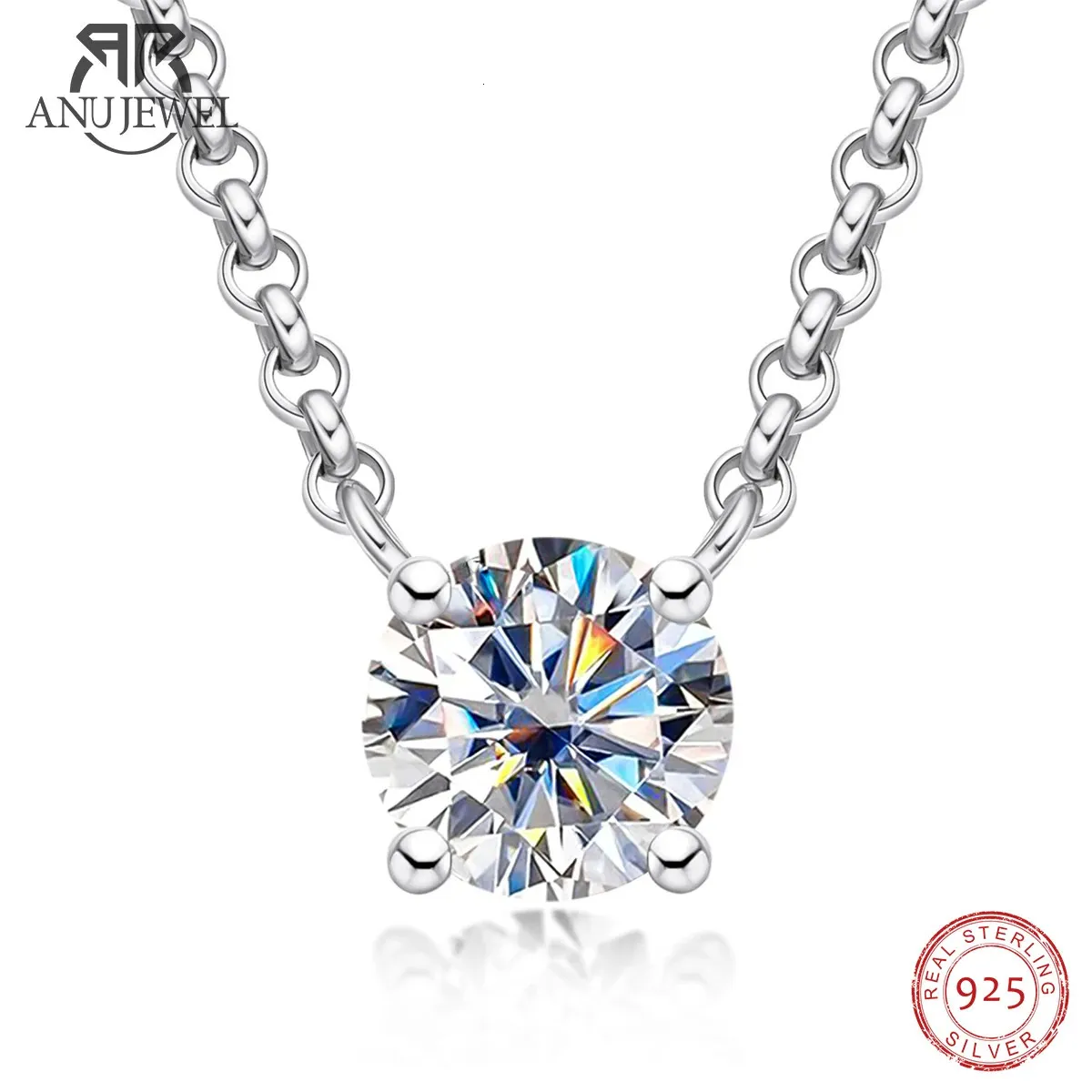 AnuJewel D couleur 1ct 2ct 3ct diamant plaqué or 18 carats pendentif collier pour femmes cadeaux d'anniversaire en gros 240102