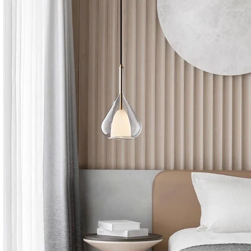 Hanglampen Scandinavische minimalistische kroonluchter Moderne creatieve glazen lamp Slaapkamer Woonkamer Restaurants Studie El Bar LED-verlichtingsarmaturen